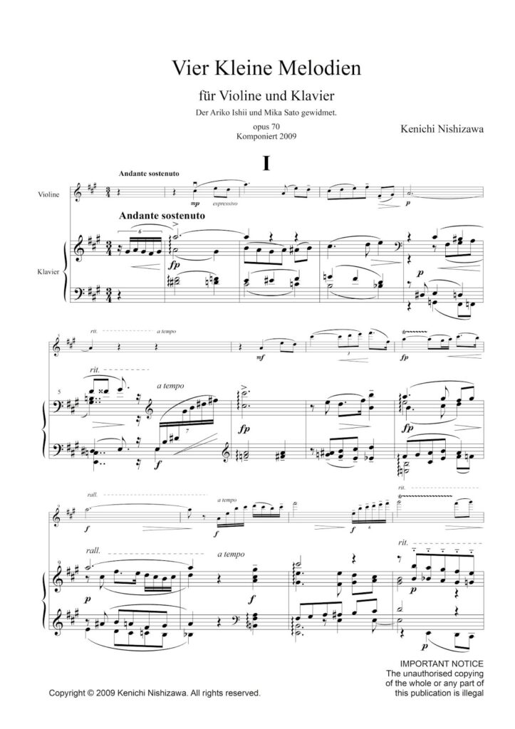 Vier Kleine Melodien für Violine und Klavier op.70