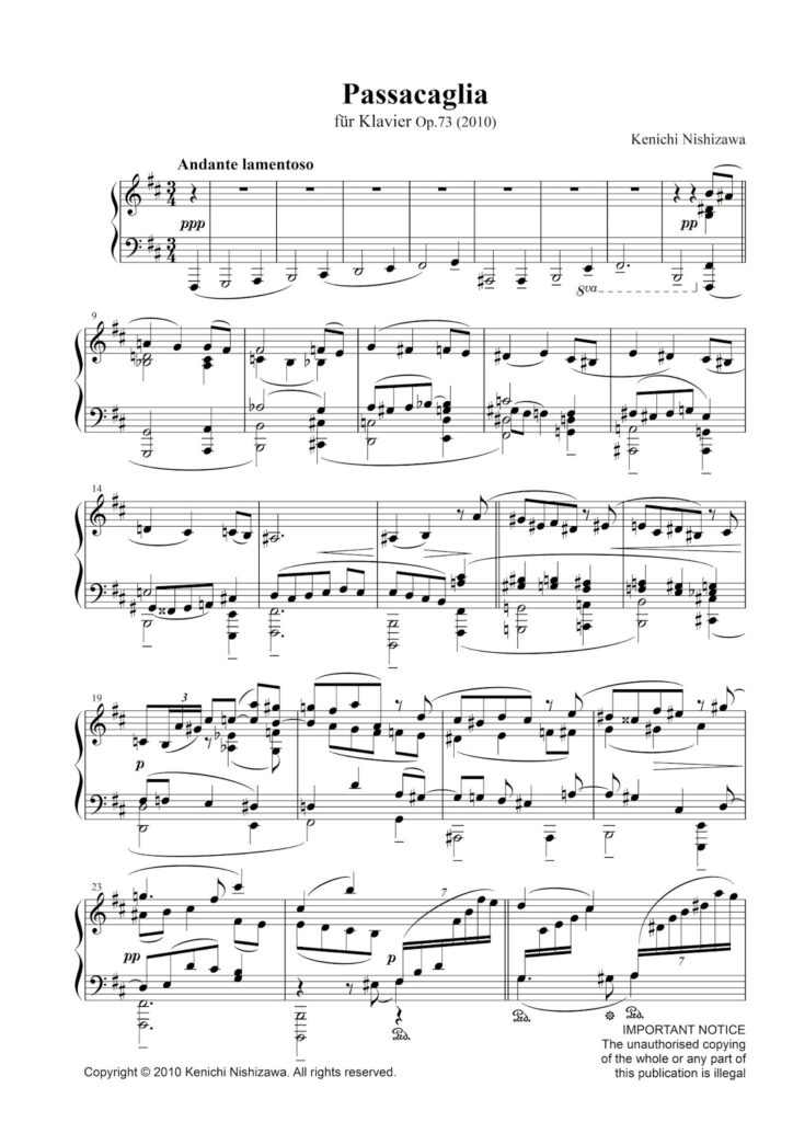 Passacaglia für Klavier op.73