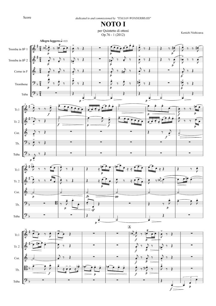 NOTO per quintetto di ottoni op.76