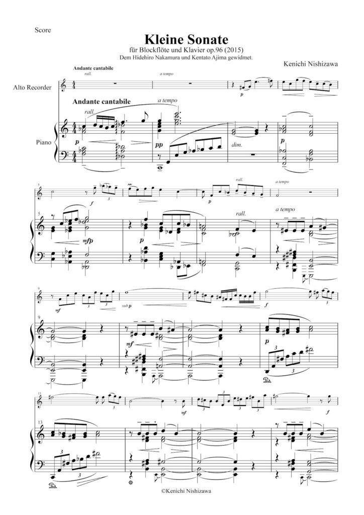 Kleine Sonate für Blockflöte und Klavier op.96