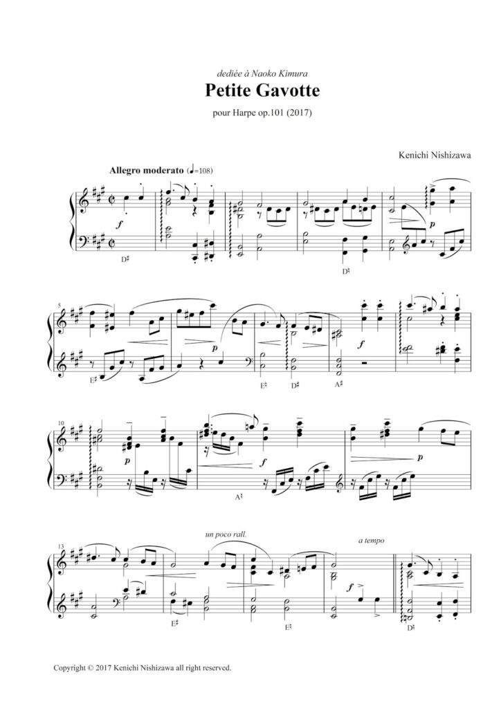 Petit gavotte pour Harpe op.101