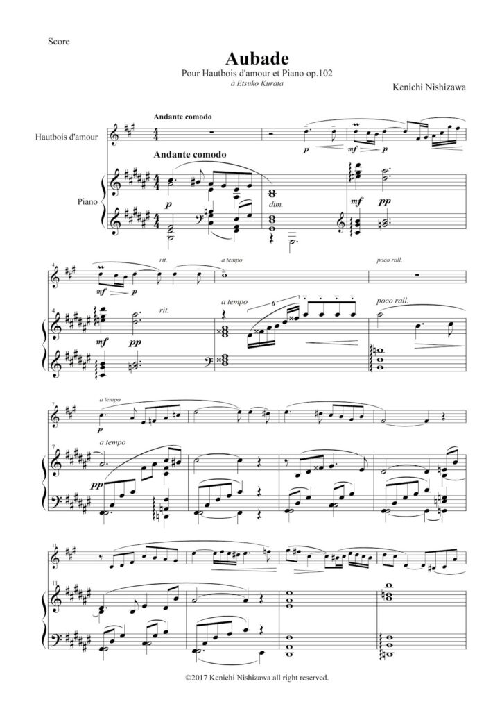 Aubade pour Hautbois d'amour et Piano